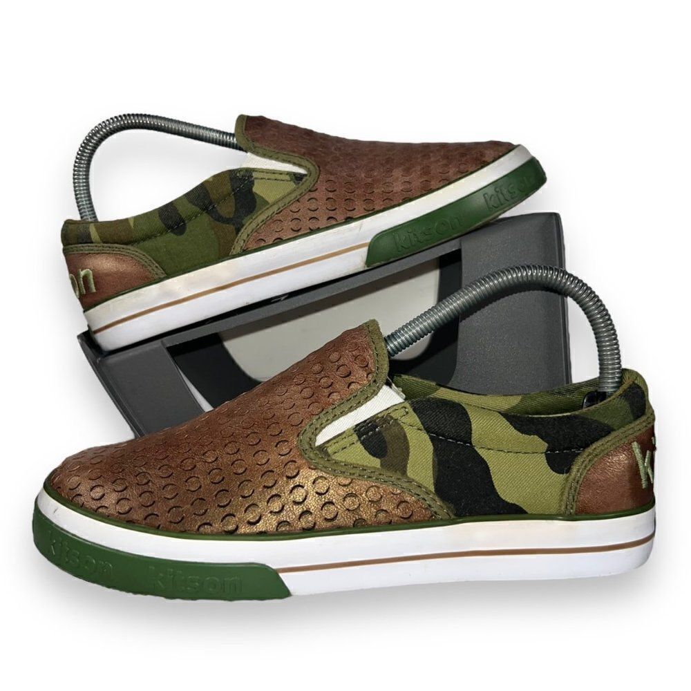 Kitson Casual Slip-on Sneakers Bronze / Green Camo 34536 Women's 7